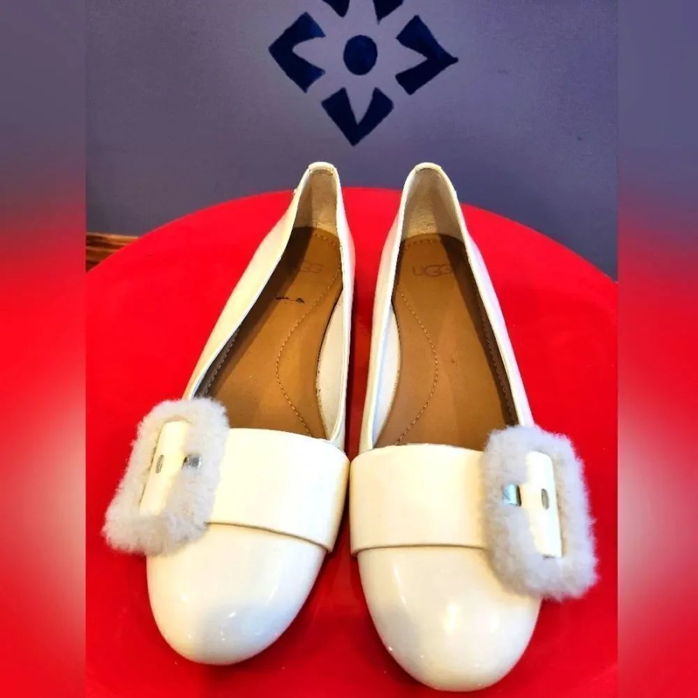 UGG Cream Loafers with Fuzzy Detail